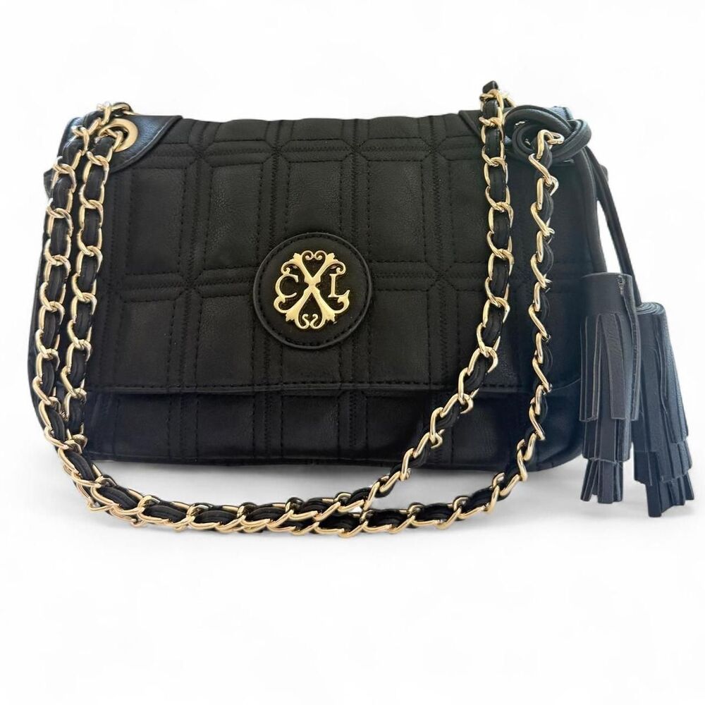 CXL by Christian Lacroix Black Quilted Flap Shoulder Bag